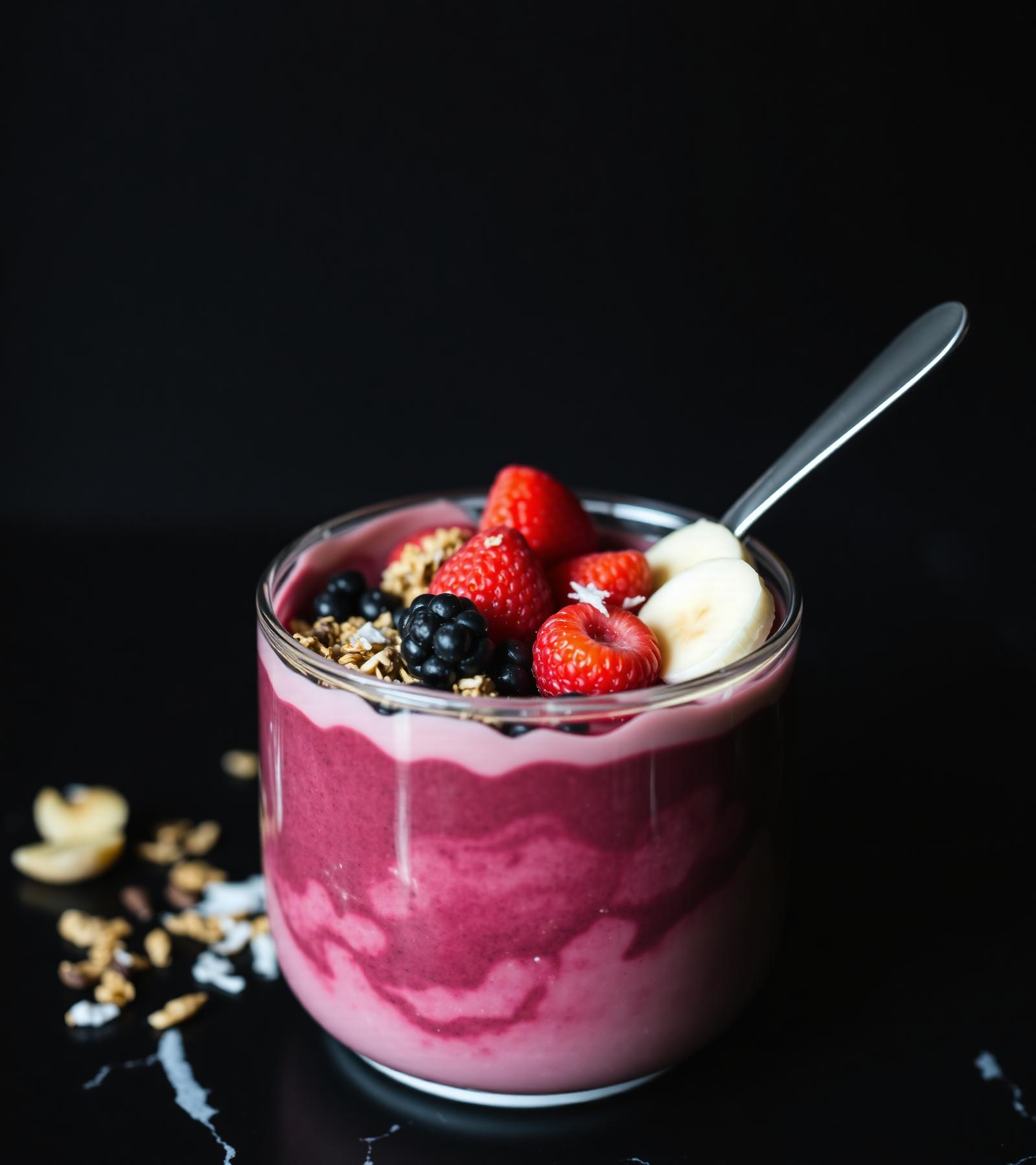 Signature TROIS RAK açaí bowl with fresh berries and granola
